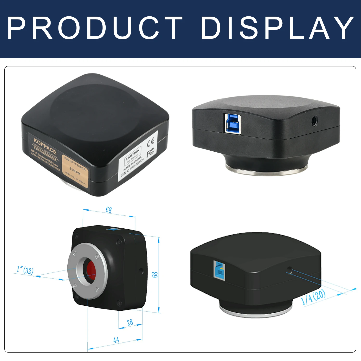 كاميرا KOPPACE 2 ميجابكسل صناعية USB3.0 توفر برنامج قياس الصورة يدعم الصورة والفيديو