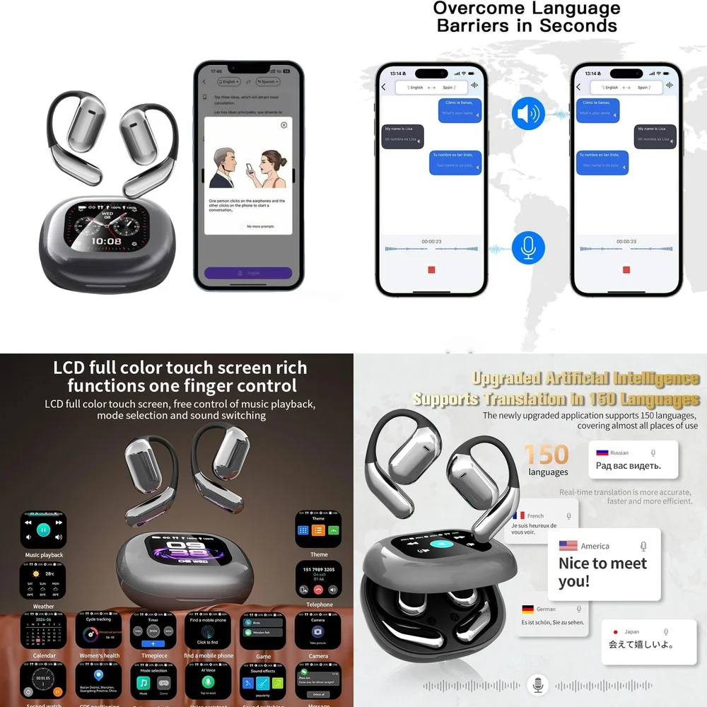 Real Time  Earbuds for Travel BT 5.4 OWS AI Language Translator Wireless Earphone with 144 Online Languages Trending Products