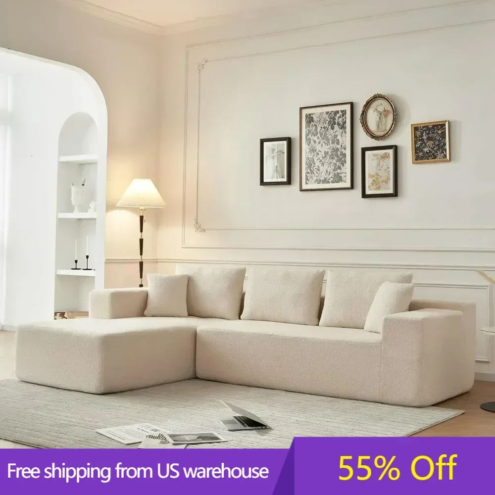 

Apartment,assembly-free, Lambwool Sherpa Fabric Corner Sofa,5 Seater Cloud Sofa for Living Room,104'' Modular Sectional Couch