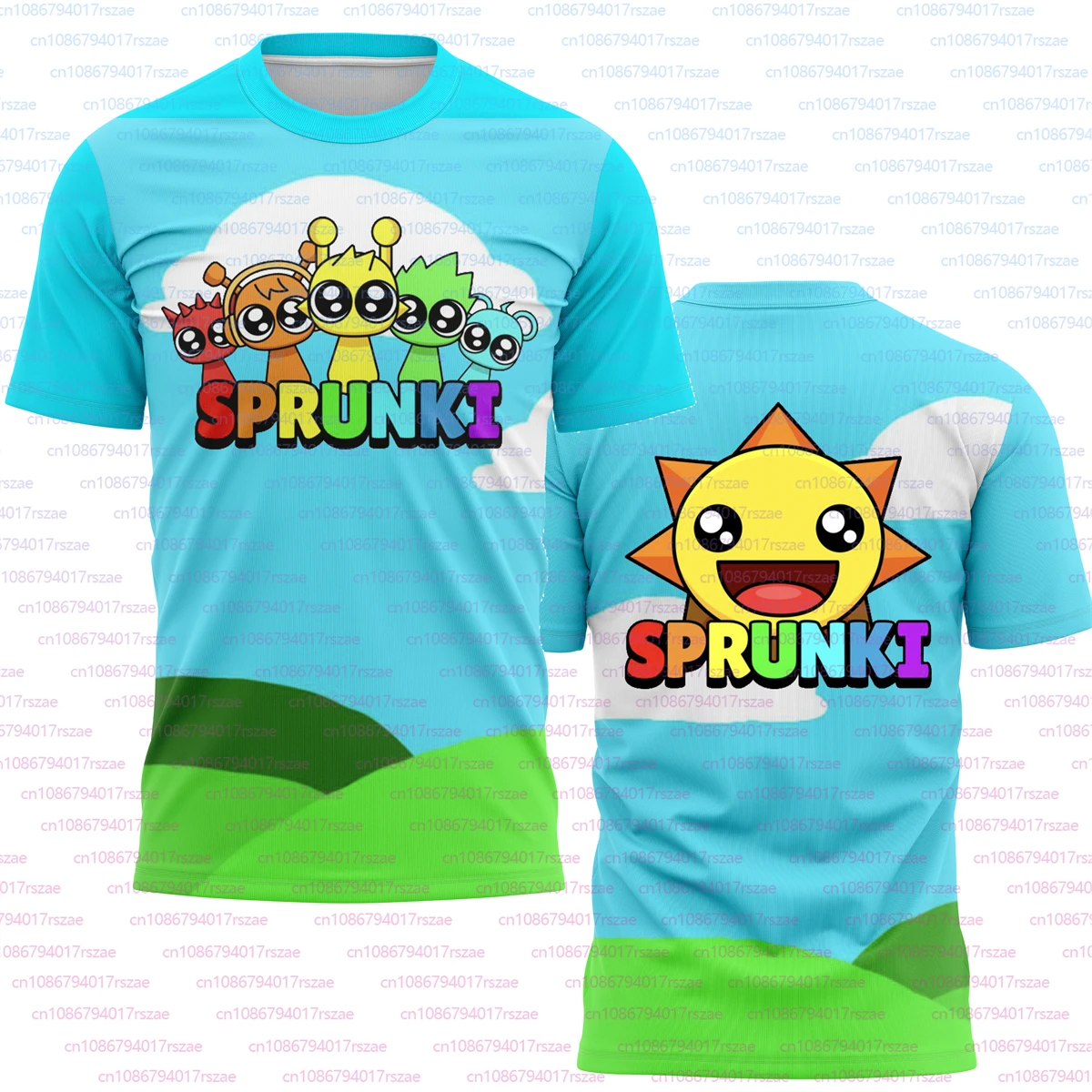 Sprunki Character Men 3D T-shirt Summer Children Incredibox Game Short Sleeve Casual Streetwear Tops Boy Anime Fashion Cute Tees