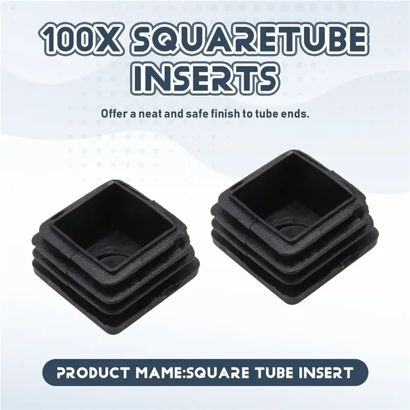 Hot Sale-100Pcs Plastic Square Tube Inserts End Blanking Caps 20Mm X 20Mm Black