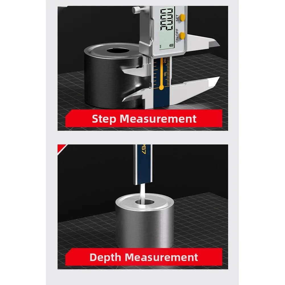 IP67 Waterproof Digital Caliper Stainless Steel Build 0.01mm Large Display for Mechanical Fabrication and Maintenance