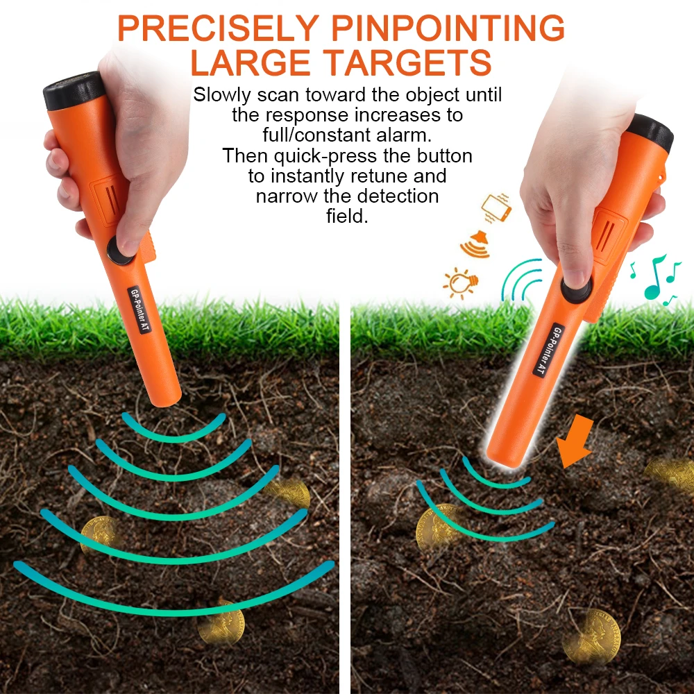 Portátil handheld detector de metais gp ponteiro profissional subterrâneo detector de ouro auxiliar ferramenta parcial à prova dpinágua pinpointer