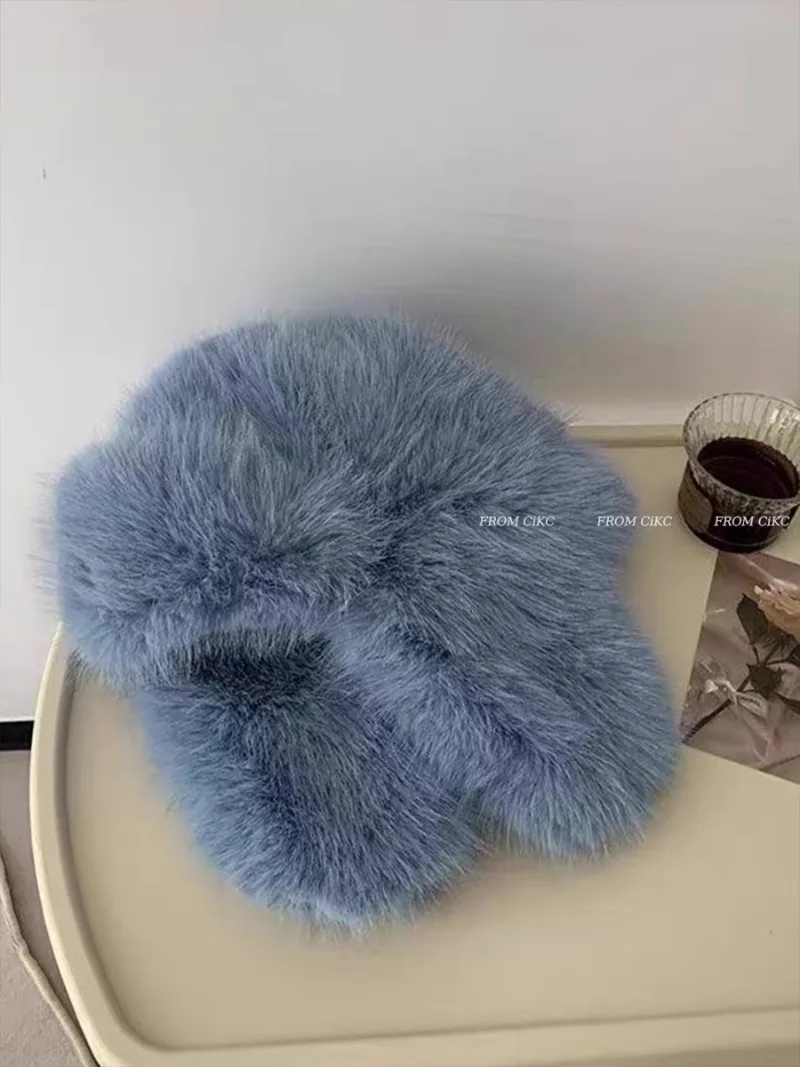 رقيق تقليد فرو المنك منفذها القبعات الرجال الخريف والشتاء النسخة الكورية أفخم الطيار قبعة الإناث Ins مدون الدراجات الباردة قبعة #5