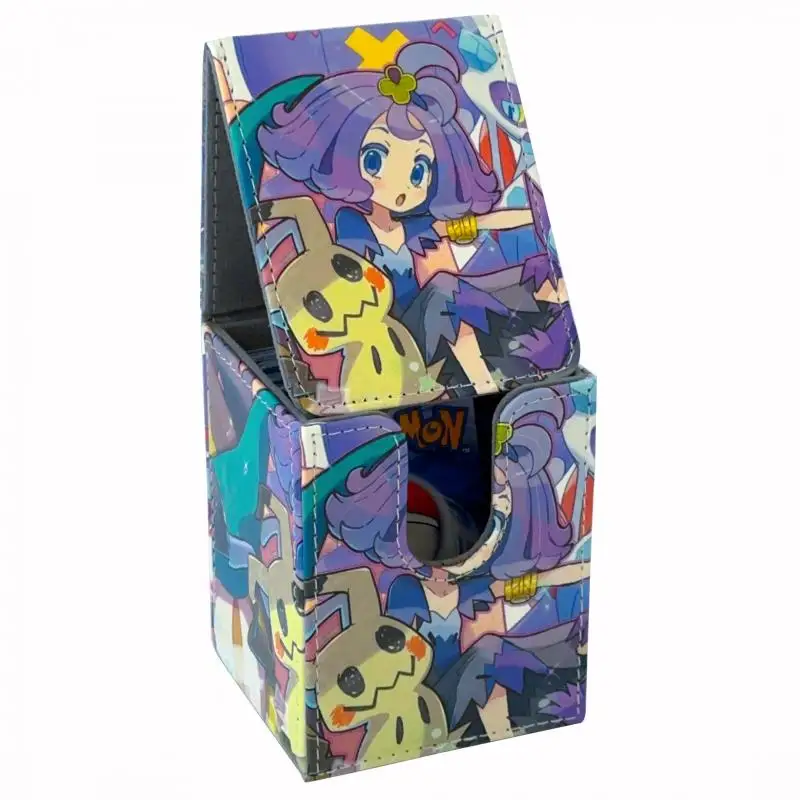 Acerola Mimikyu PTCG DTCG DIY 대용량 가죽 카드 상자 두꺼운 애니메이션 게임 컬렉션 카드 보관 상자 8*8.5*10.5cm