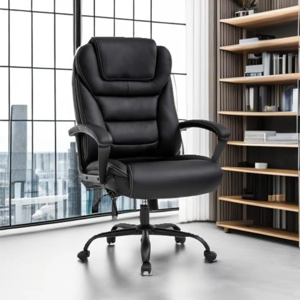 Silla de escritorio ergonómica con respaldo alto con asiento ancho y soporte lumbar para gran capacidad, hasta 500 libras