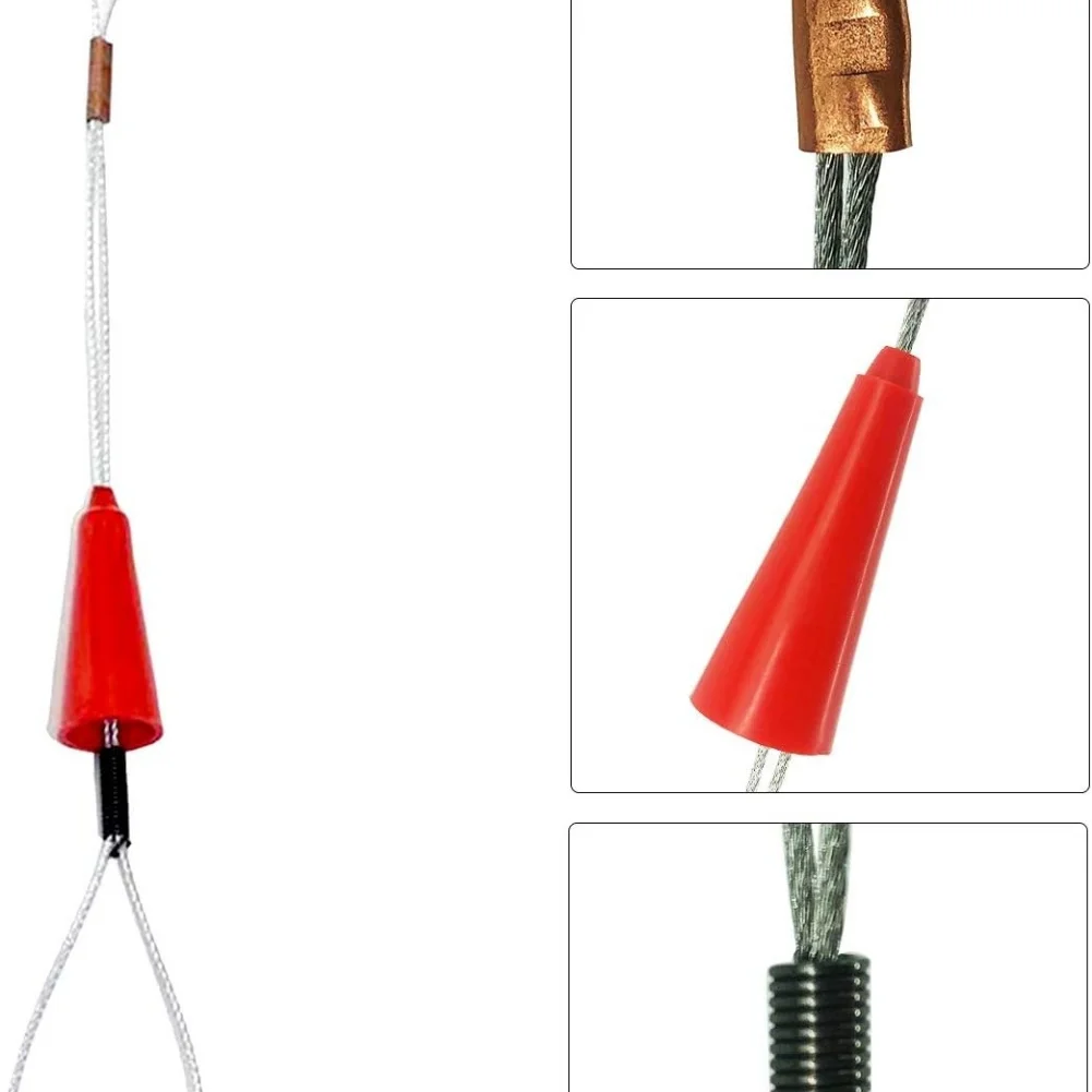 Three Head Fish Tape Puller System with Flat Round and Pulley Tips for Wire Routing in Conduit Ground and Ceiling Work