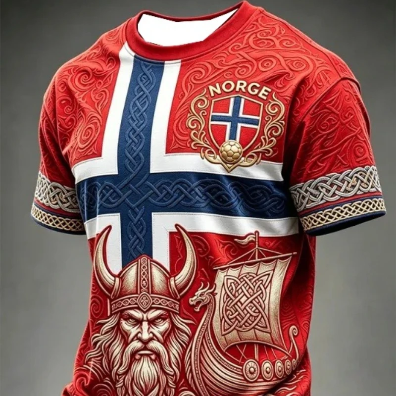 2026 new Norway T-shirt breathable fast drying casual fashion men's T-shirt suitable for sports 3D printing