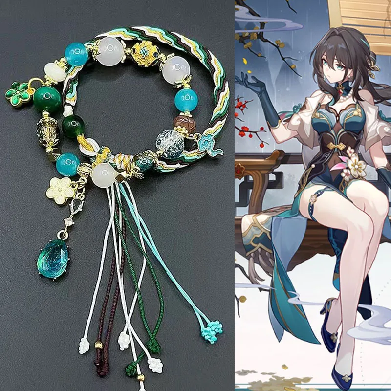 Anime Honkai Star Rail Ruan Mei Cosplay Bracelet Beads Chain Unisex Crystal Chain Bangles Beaded Rope Armband Accesories Gifts