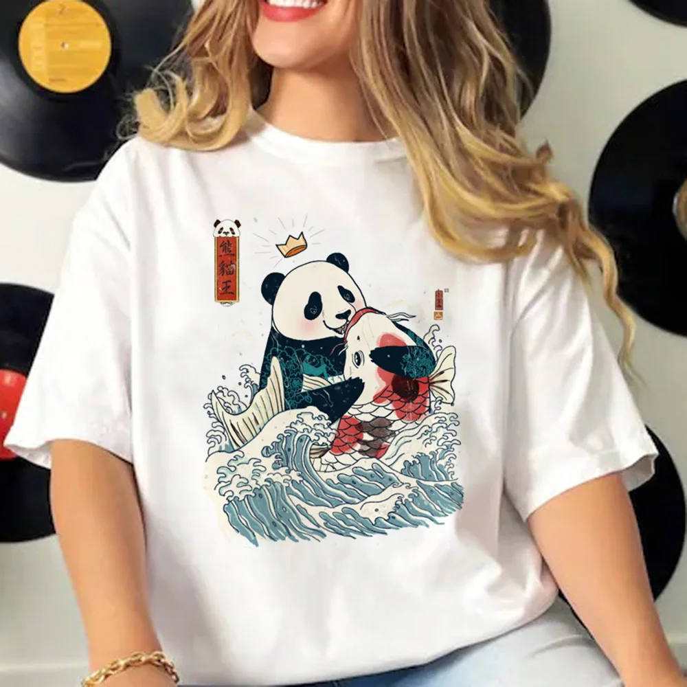 Camiseta de Panda para mujer, ropa de calle divertida, cómic, 2000s