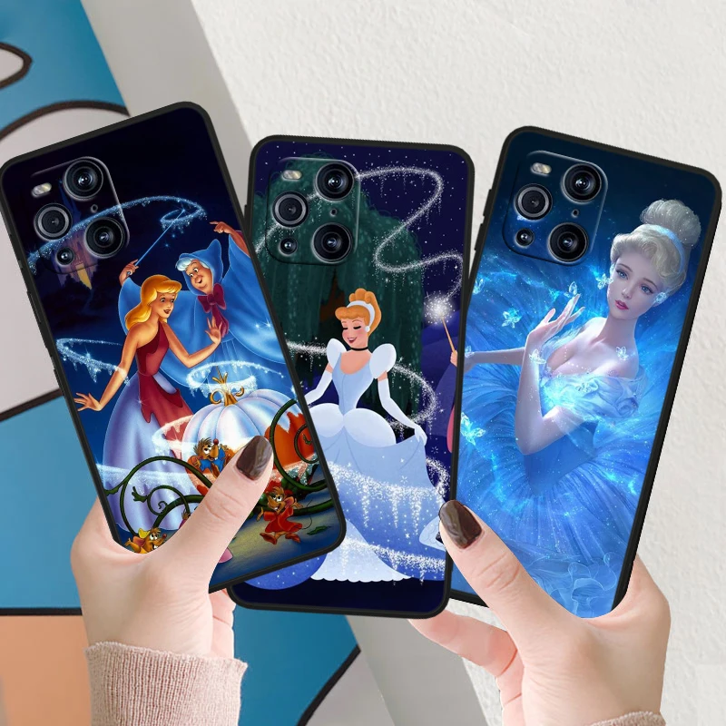 Disney Cinderella Cute For OPPO Find X6 X5 X3 X2 F21S F21 Pro Lite Neo Black Silicone Fundas Soft Phone Case