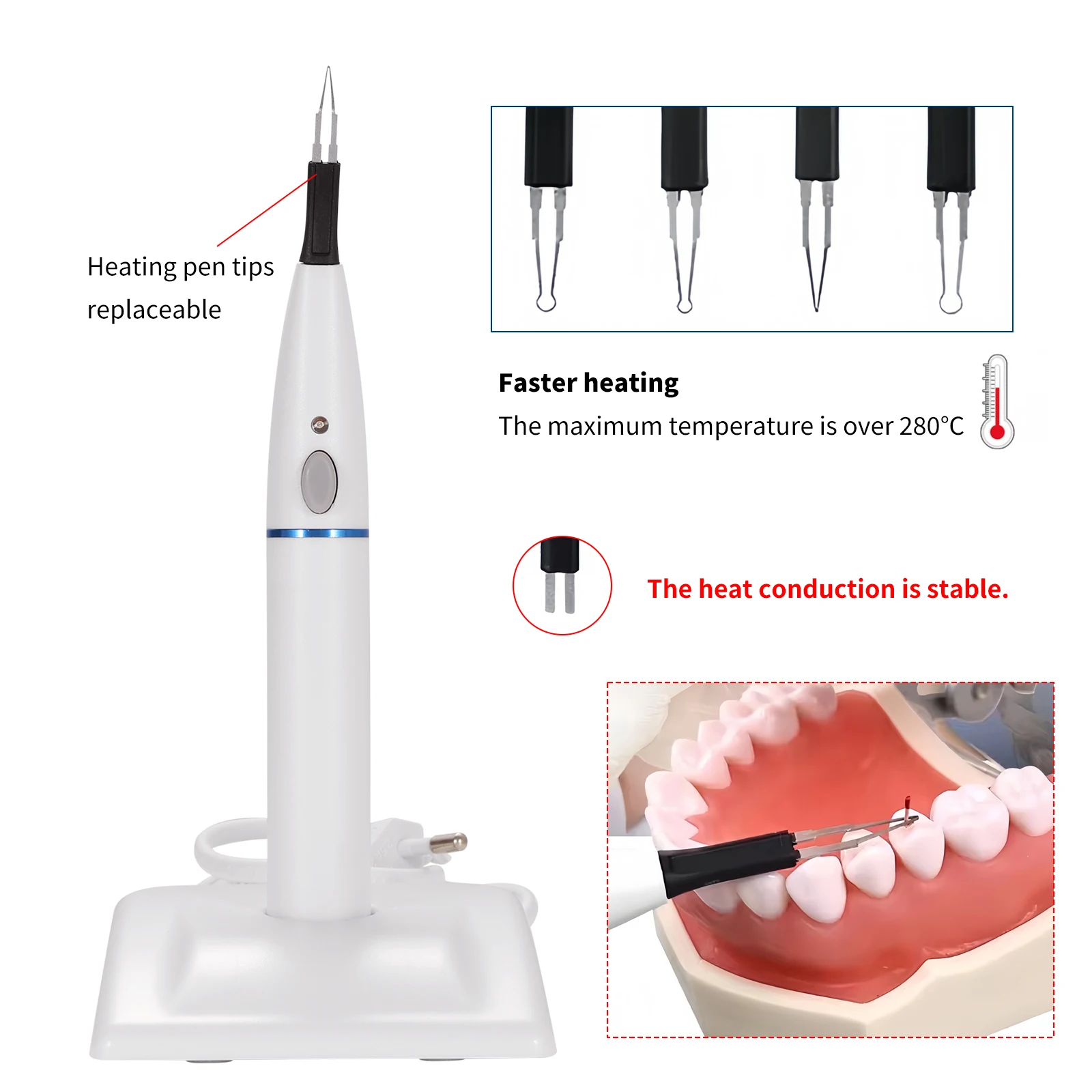 

Беспроводная стоматологическая система для размягчения и удаления гуттаперчи с нагреваемыми насадками (4 шт.)