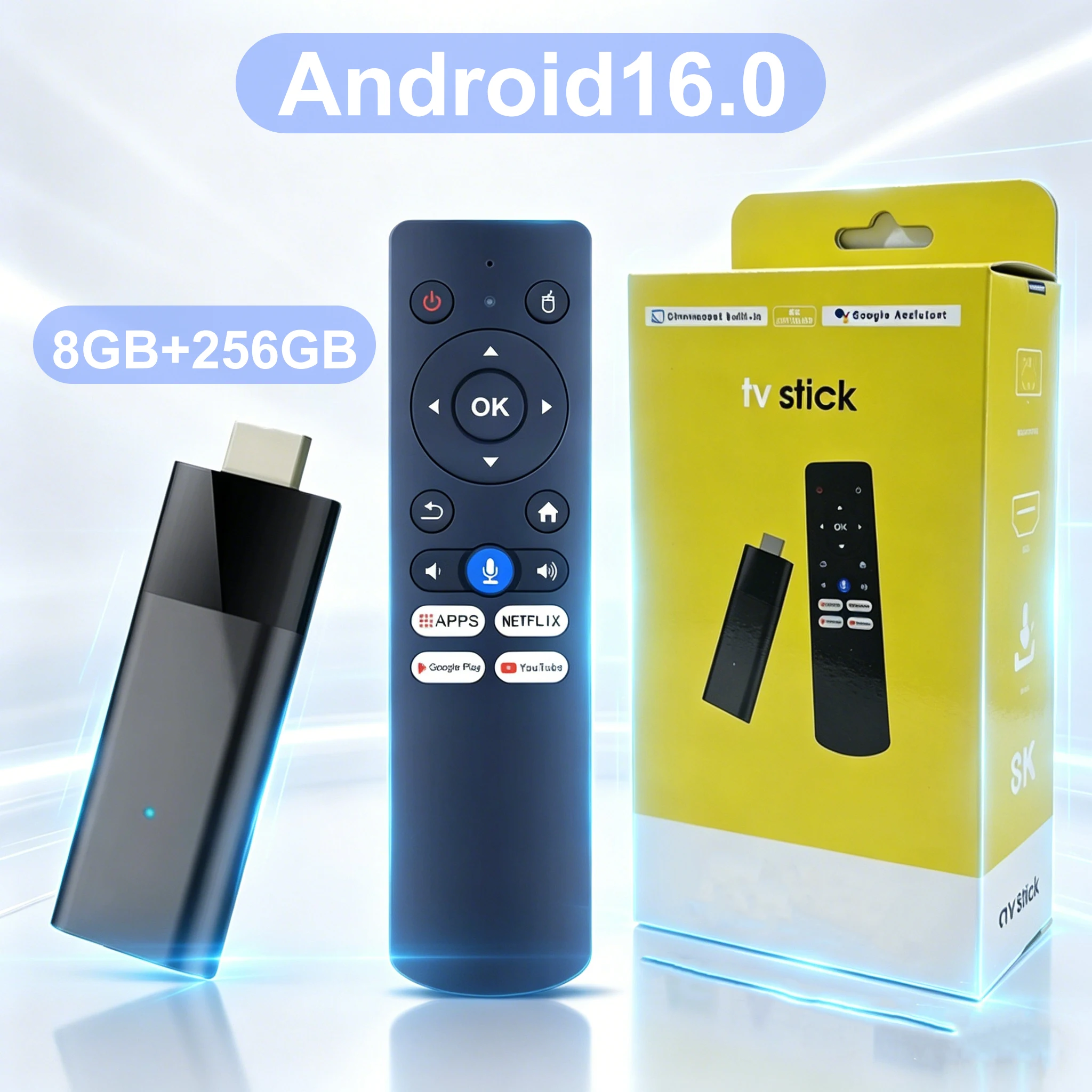 Dispositivo de TV Inteligente Q12 Android 16, Allwinner H313, 8K HDR10, BT5.4, 8GB, 256GB, Control Remoto por Voz, Reproductor Multimedia con Streaming de Netflix y YouTube