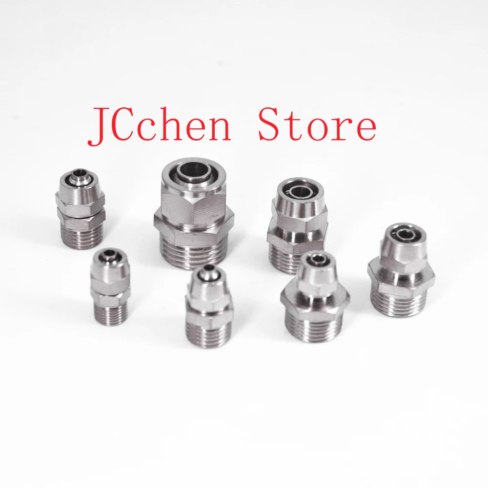 ข้อต่อท่อลมแบบเกลียวผ่าน PC Male Thread M5 1/8 นิ้ว 1/4 นิ้ว 3/8 นิ้ว 1/2 นิ้ว - ท่ออากาศ 4-16 มม. OD ข้อต่อท่อลมแบบขันเร็ว