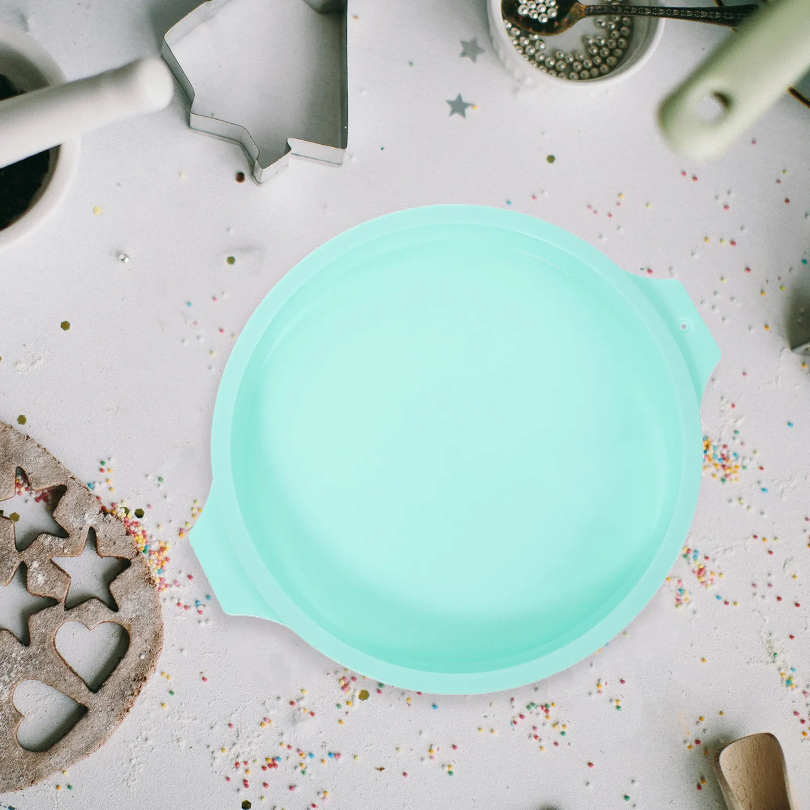 Round Silicone Cake Pan Baking Mold Dishwasher Safe Microwave Oven Safe Nonstick Odorless Reusable for Pizza Pancake Chocolate