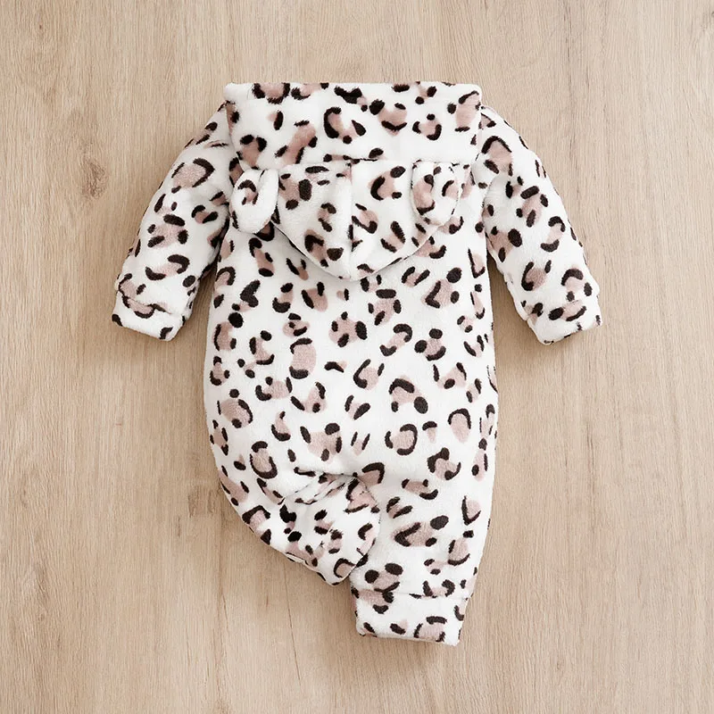 Winter Leopard print Clothes Spring Flannel Baby Boys Girls Clothing Cartoon 0-18 months Newborn Baby Newborn Long Sleeve Soft