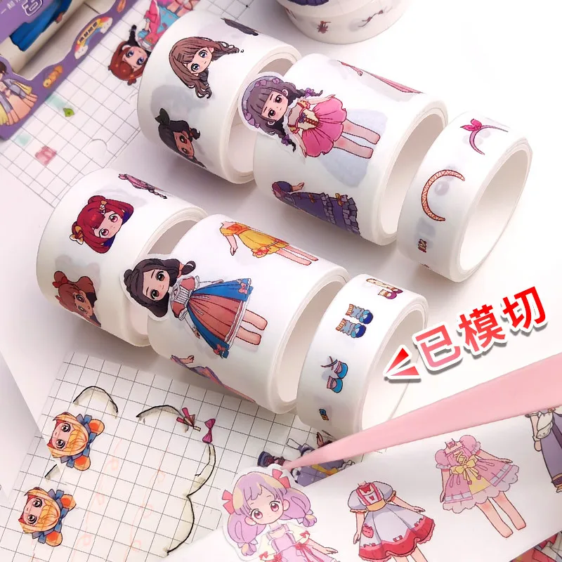3rolls/box  Fashion Ball Little Princess Dress-Up Stickers Cute Children's Planner Character Clothing Decoration DIY