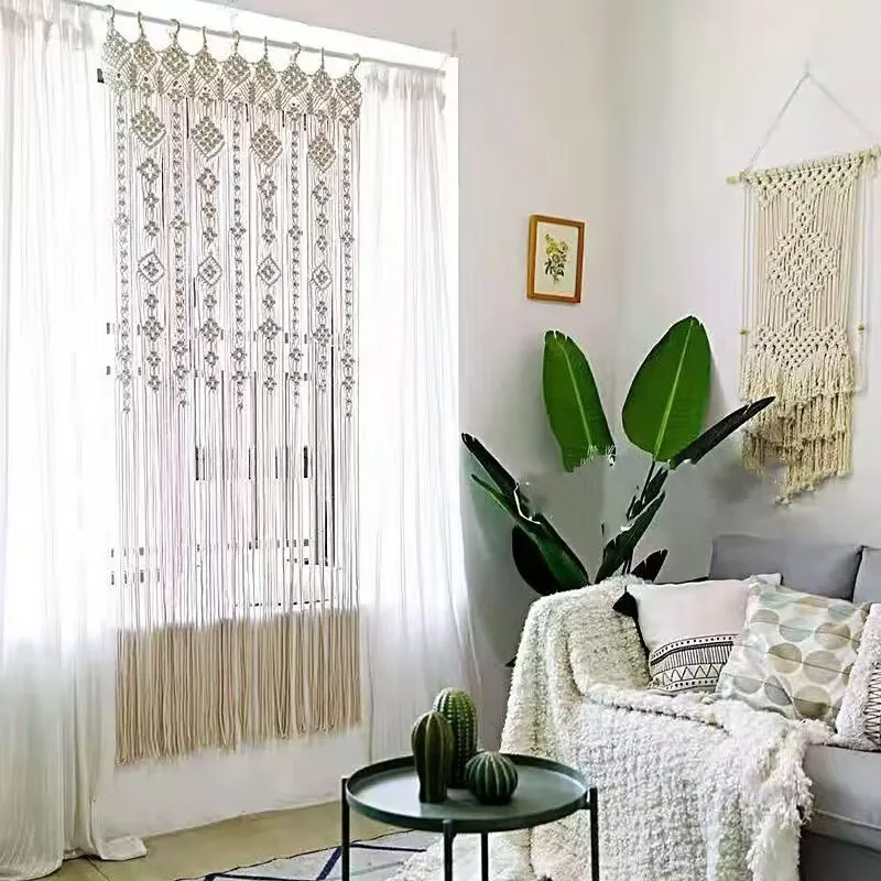 Hand-woven Macrame Tapestry Door Curtain Bohemia Wall Hanging Doorway Boho Curtain For Wedding Arch Bedroom Doors Backdrop Decor