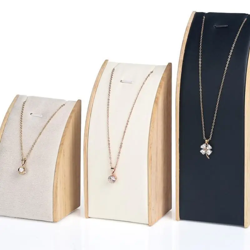 

New solid wood necklace display stand jewelry rack pendant holder curved jewelry display props jewelry packaging