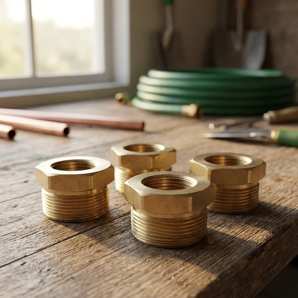 4Pcs Brass Garden Hose Bushing 3/4 for ght Male to 3/8 NPT Female Reducer Adapter for Connecting Different Pipe Sizes