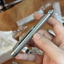 1 Piece Short Bolt Action Pen Titanium Pen Ballpoint Pen with Clip Compact Size EDC Tool 2080 Refill