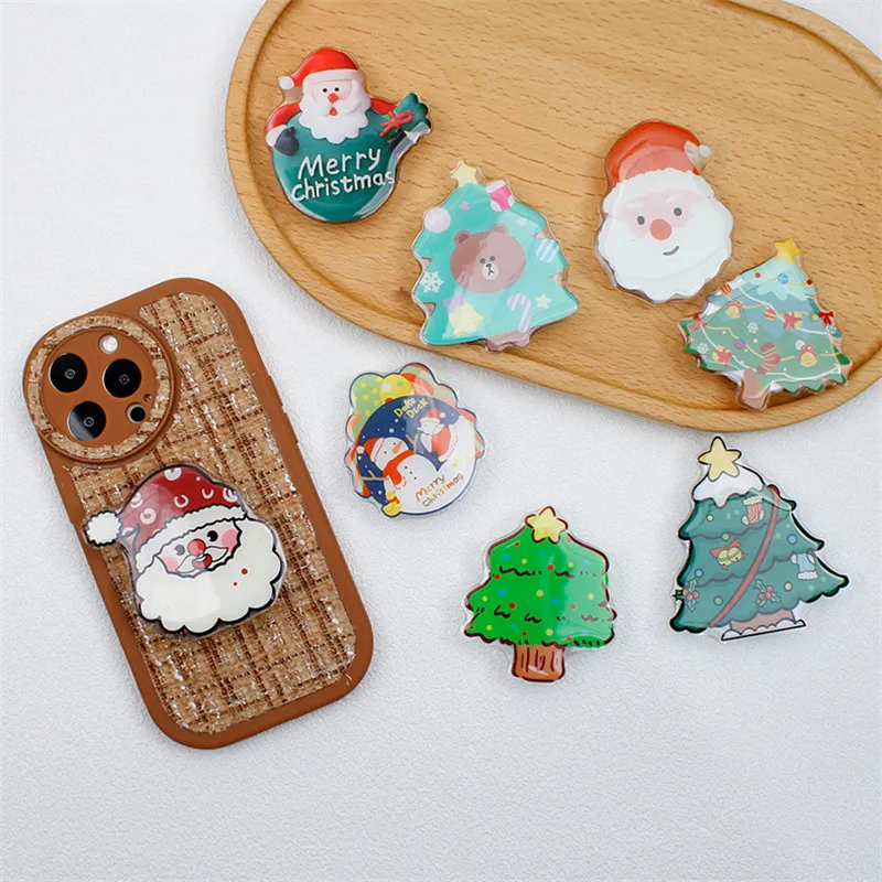 

Cute Christmas Santa Claus Expanding 3D Stand Grip Mount Phone Socket Fold Mobile Smartphones Desktop Bracket Phone Stand Holder