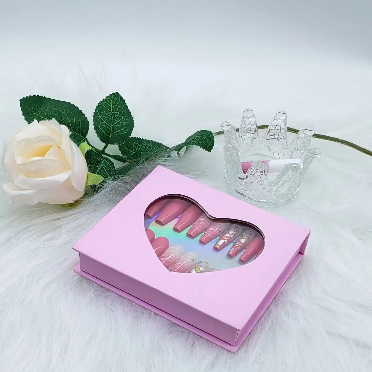 Großhandel Nagelverpackungsbox, leer, individuell, für falsche Nagelspitzen, Verpackungsboxen, Glitzerpapier, Magnetbox, Make-up