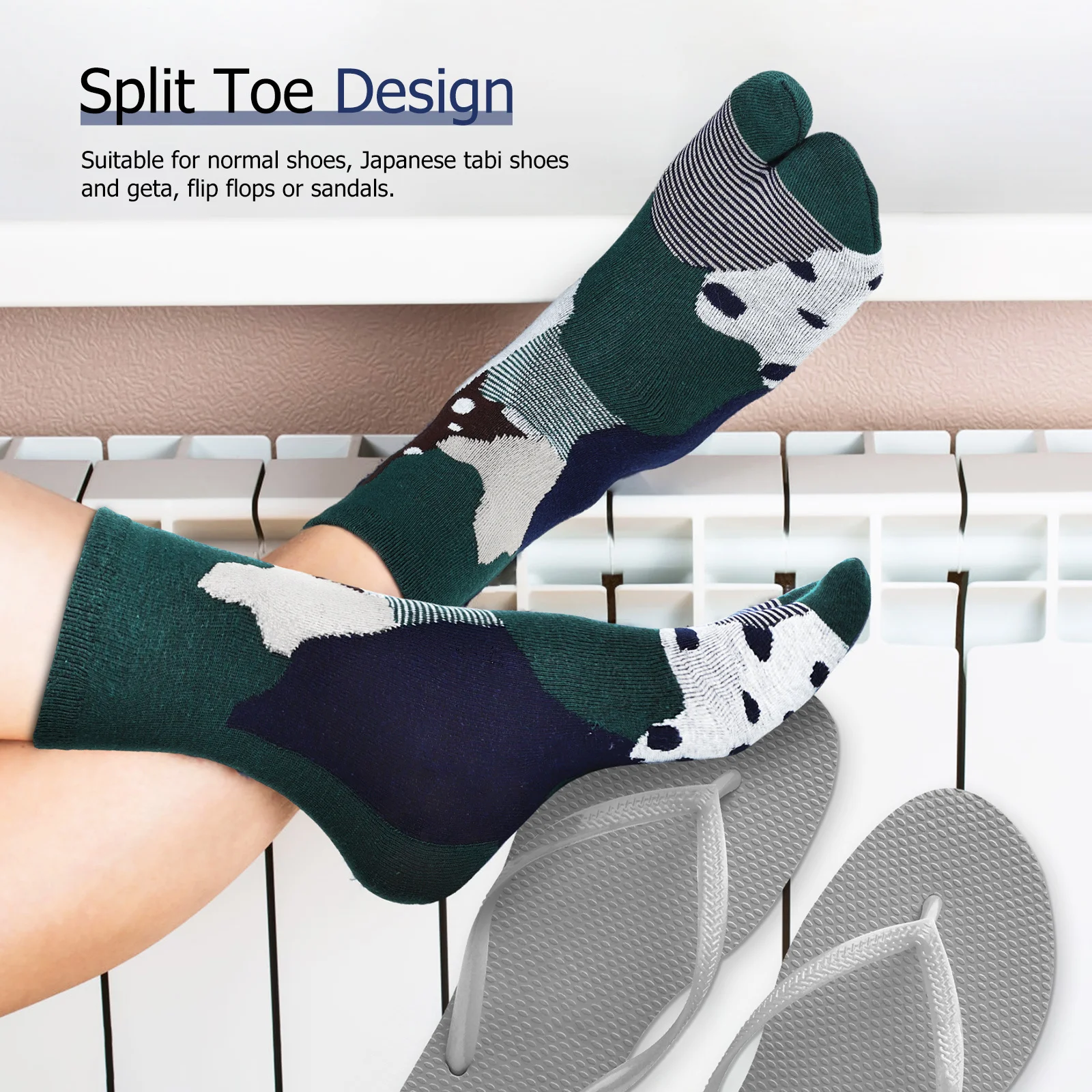 5pcs Split Toe Socks Japanese Style Cotton Comfortable Two-Toe Breathable Summer Stockings Creative Wearable Gift