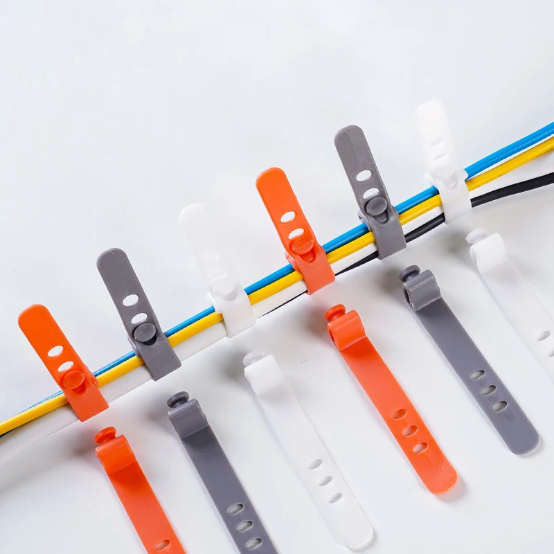 10 szt. Organizer do kabli elektrycznych, uchwyt na kable słuchawkowe z 3 otworami, zwijacz kabli, organizer kabli, silikonowe opaski do kabli danych