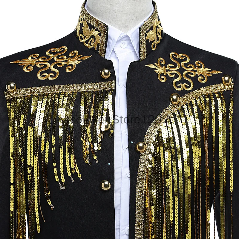 Men\'s Palace Prince Cosplay Costume European Sequin Embroidered Jacket Spanish Tassel Stage Drama Performance Costume