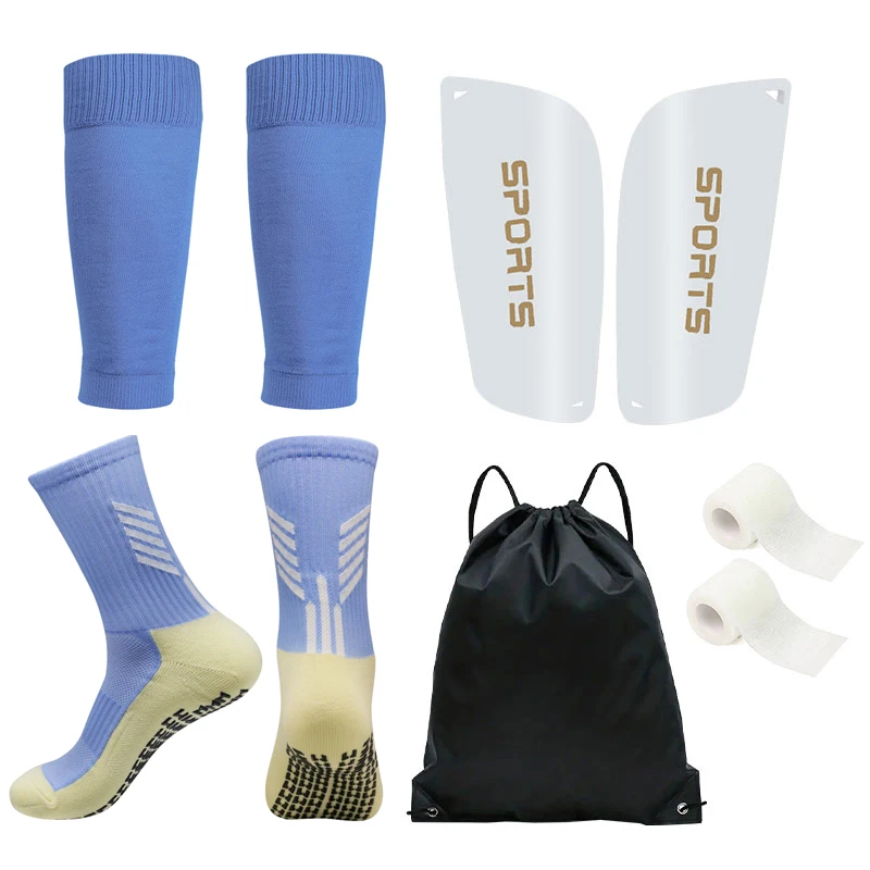 5PCS Set Waterproof bag Football Socks Men Women Leg Guards Leg Cover Non-Slip Soccer Socks Shin Pad for Sports Training Bandage