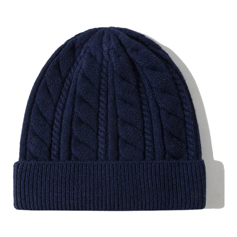 Kabelwollen Beanie Unisex Winter Gebreide Muts Voor Dames