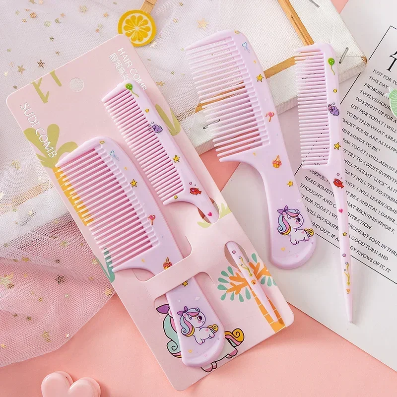 2pcs/set Children Cartoon Comb Girl Cute Strawberry Pointy Tail Hair Brushes Baby Hair Comb Set Hairdressing Woman Styling Tools