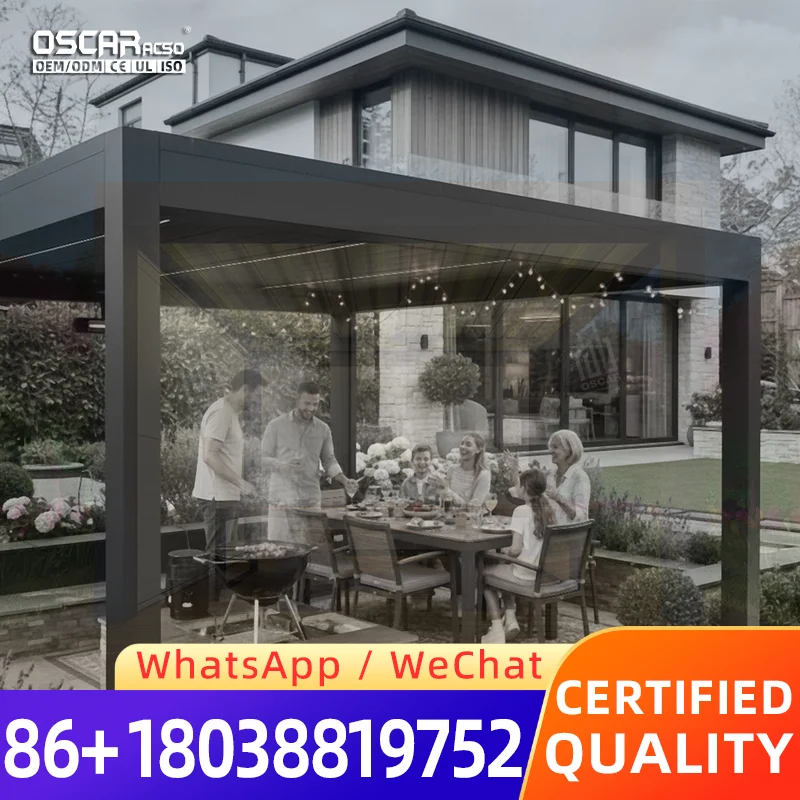 Waterproof Electric Louvered Pergola Bioclimatic Outdoor Aluminium Gazebo for Garden Patio Backyard pergola