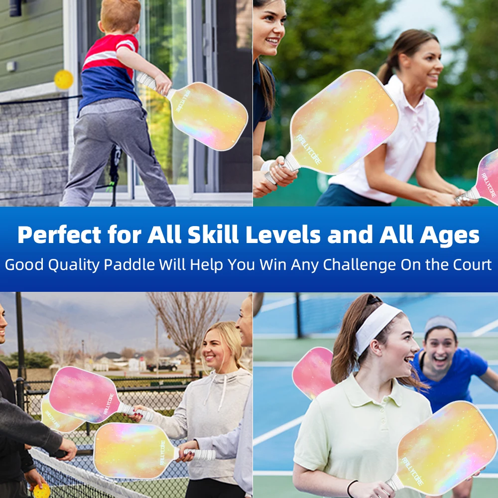 アップグレードされたコントロール機能付きグラスファイバー製ピクルボールパドル（2個セット）、プレミアムな滑り止めグリップと大きなスイートスポット、あらゆるスキルレベルに対応するパドルセット