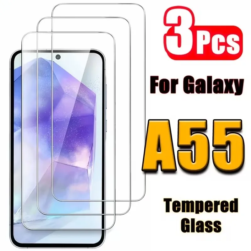 3Pcs Tempered Screen Protector for Samsung A53 A13 A52S A52 A32 A12 A55 A51 A72 A22 A33 A73 A21S M52 A54 Glass