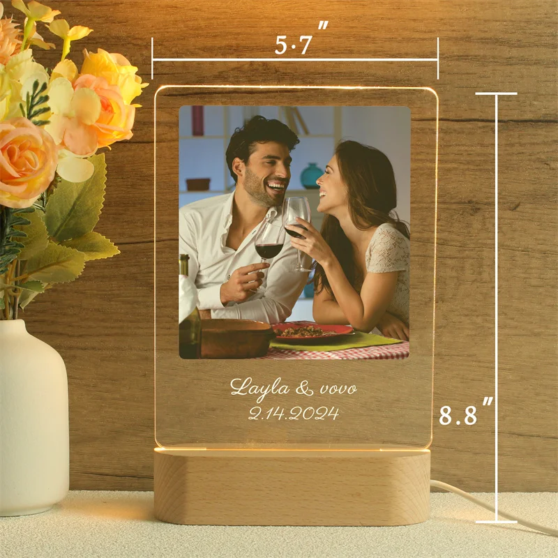 Personalized Acrylic Photo Lamp,Custom Photo LED Night Light,Photo Frame,Gift for Couple,Anniversary Gift,Art Decoration