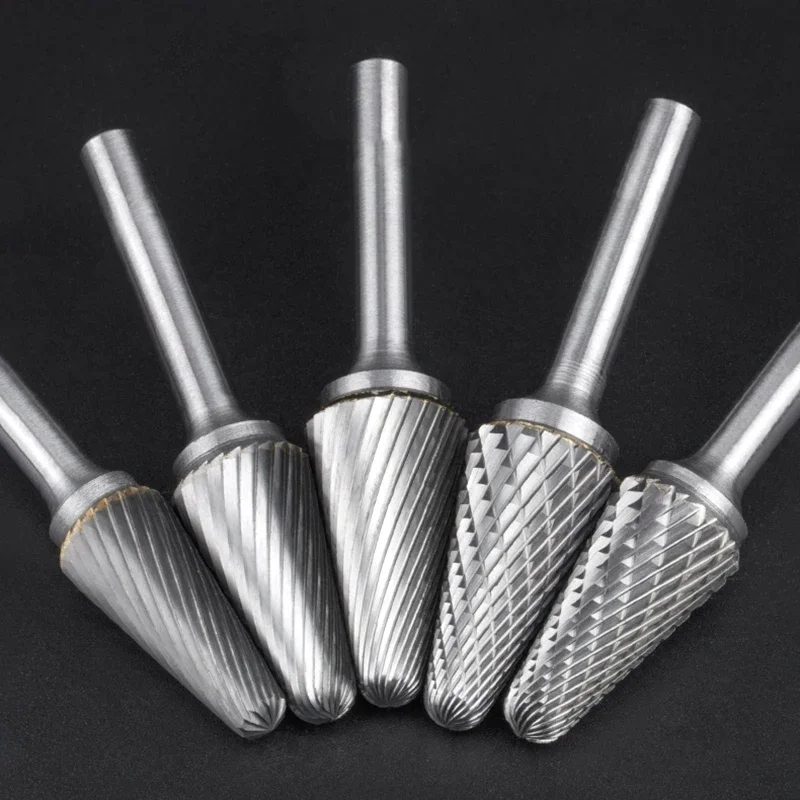 Rotary File Carbide L Taper Dome 6~16mm Alloy Grinding Bit Milling Cutter 6mm Shank Tungsten Steel Grinding Bit