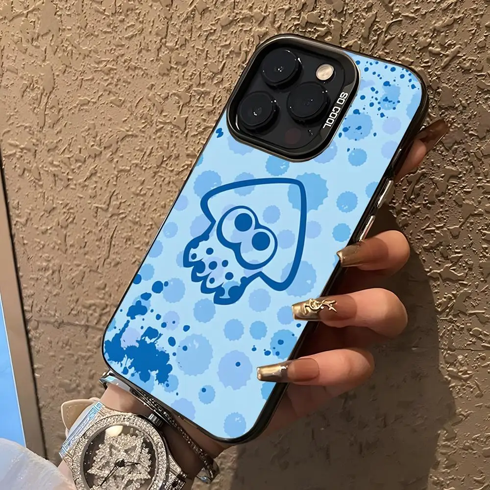 Splatoon Spiel Handyhülle für 17 Pro Max iPhone 16 Pro Max 15 14 Plus 12 13 X XS Max 11 Bunte Silberne Abdeckung