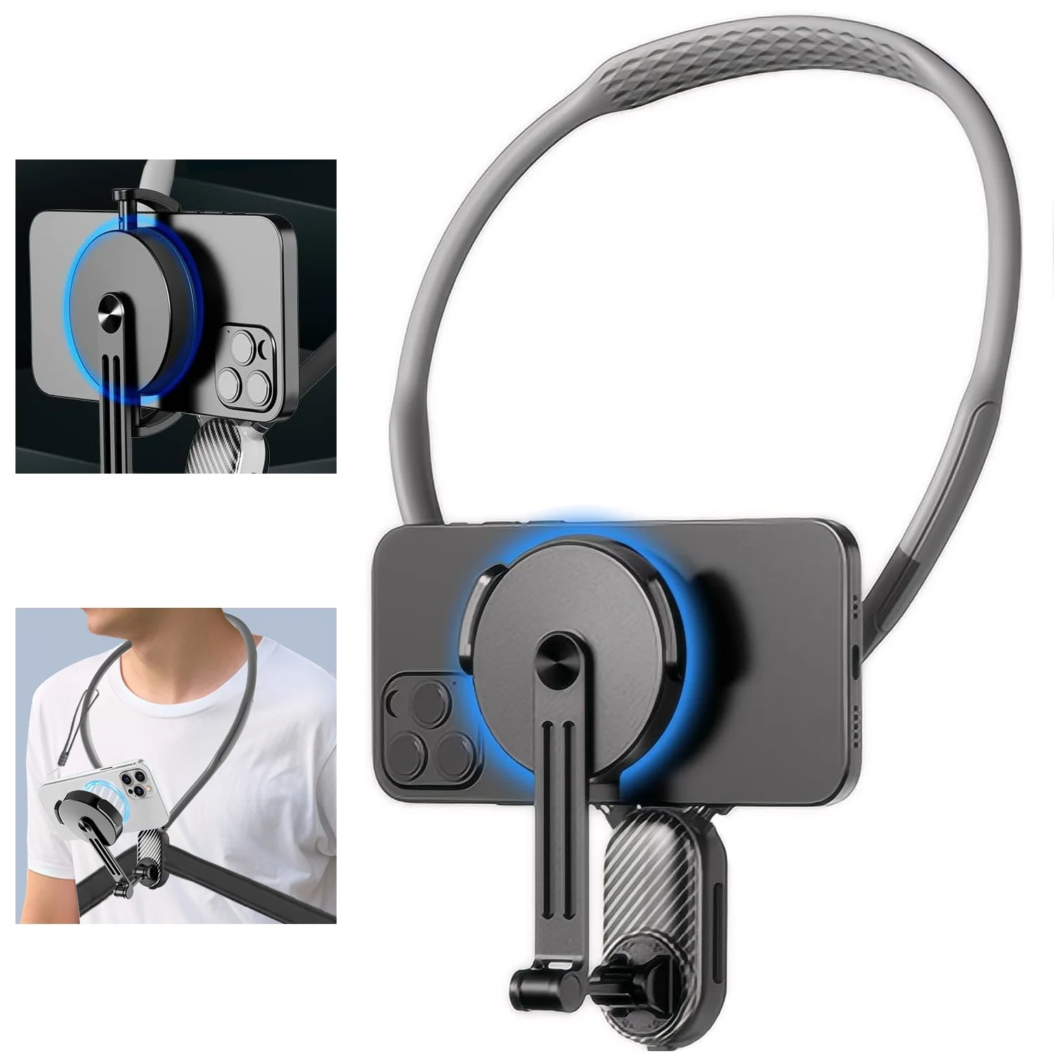 

Magnetic Neck Phone Holder for Recording Neck Mount POV Phone Holder, Hands Free MagSafe iPhone Chest Mount for Video Vlogging