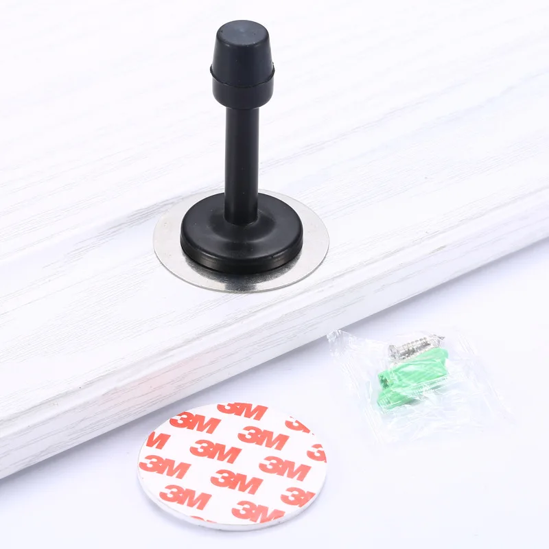 Juego de topes de puerta de acero inoxidable para el hogar, Tope de puerta montado en la pared, soporte de goma, ajuste de suelo con tornillos, para dormitorio, Hardwar, 1 Juego