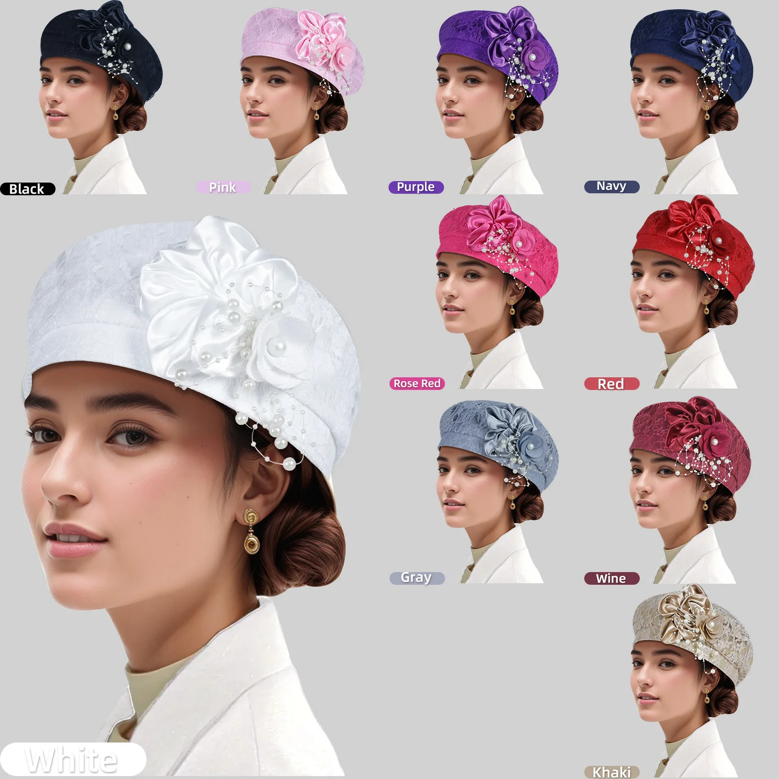 African Headtie Fashion Summer Autumn African Turban Hat for Women Church Soft Beret Caps for Party Casual Head Wrap