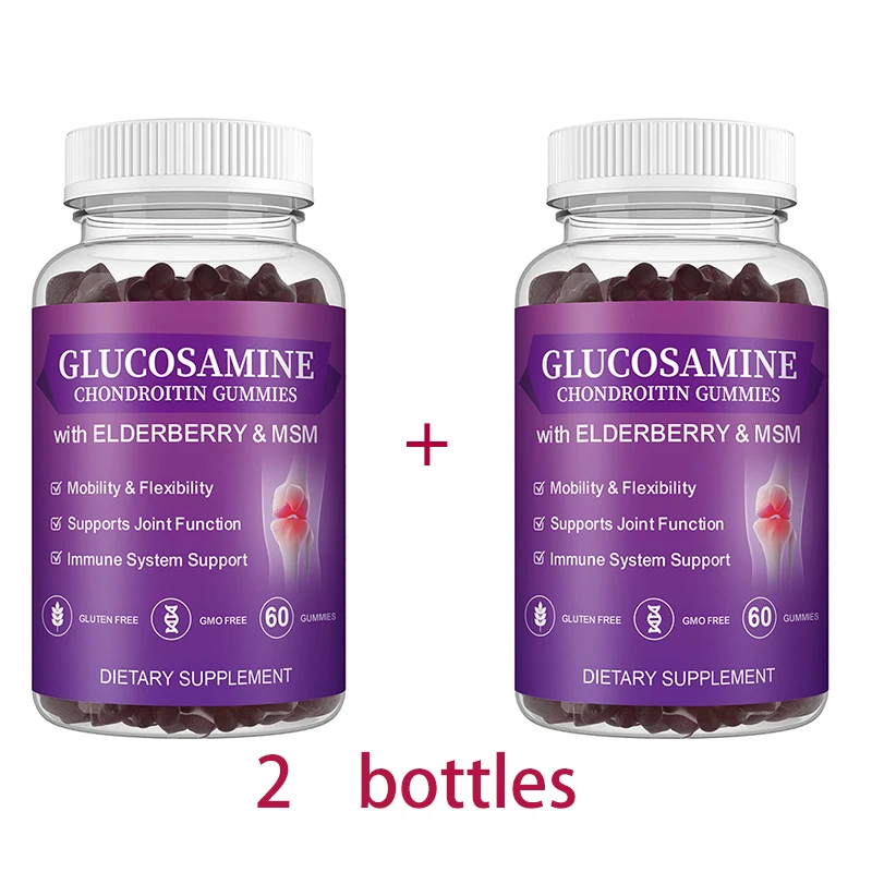 2 botellas de glucosamina, gomitas de condroitina que favorecen la regeneración del cartílago, previenen la obesidad, el soporte del sistema lmmune