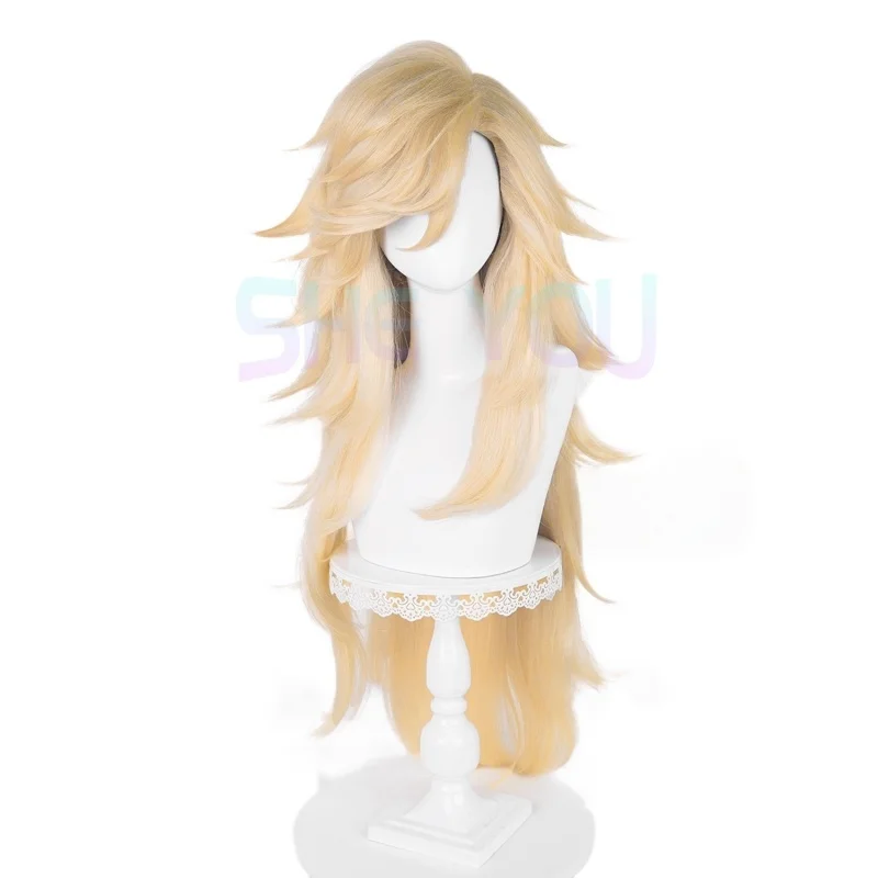 Peluca de Cosplay de Anime nuevo Douma, pelucas doradas de 100cm para hombres y mujeres, peluca de disfraces de Cosplay, pelo sintético resistente al calor para Halloween