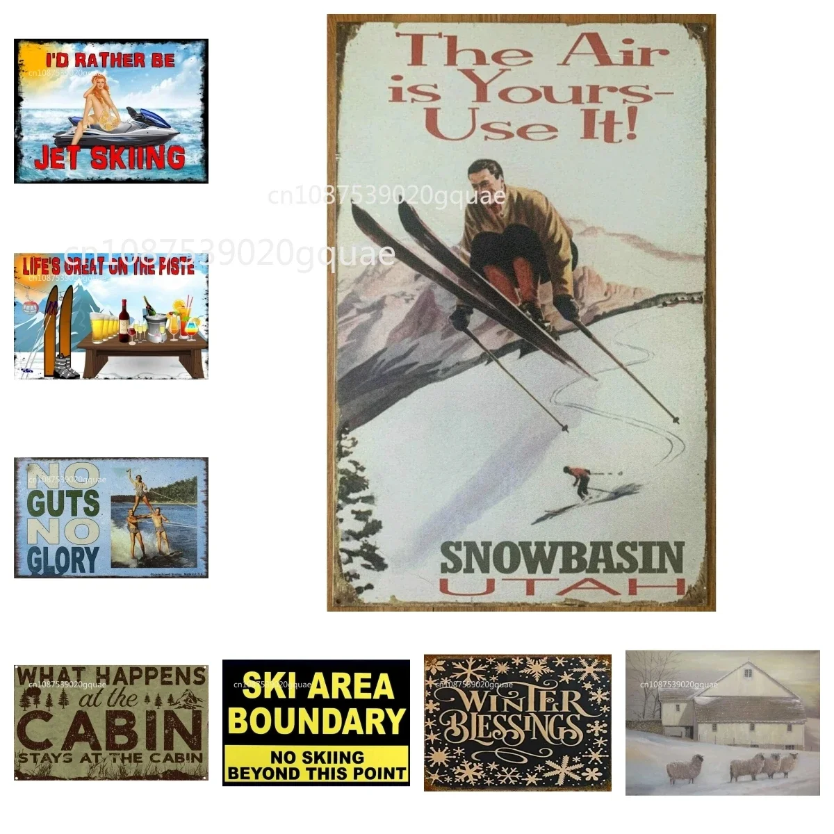 Skiing Cabin The Air is Yours Use It! Snowbasin Utah Metal Sign Ski Resort Ski Hut Roadside Vintage Sign 8X12 inch