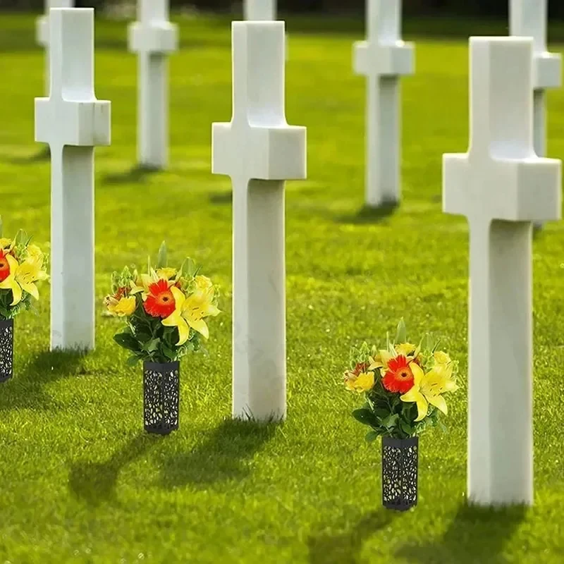 1/2/4PCS Cemetery Vase Plastic Cemetery Vase Decorations Gravestone Grave Yard Ground Outdoor Flower Marker Home Decorations