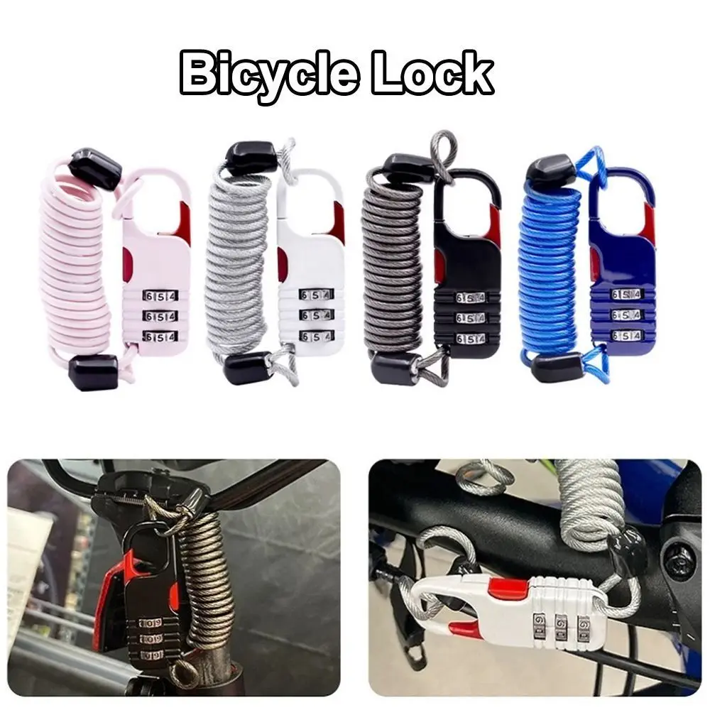 Zinc Aluminum Alloy Bicycle Lock Blue White Black Pink Anti Theft Cable Wire Rope Lock Security Password Lock Motorcycle