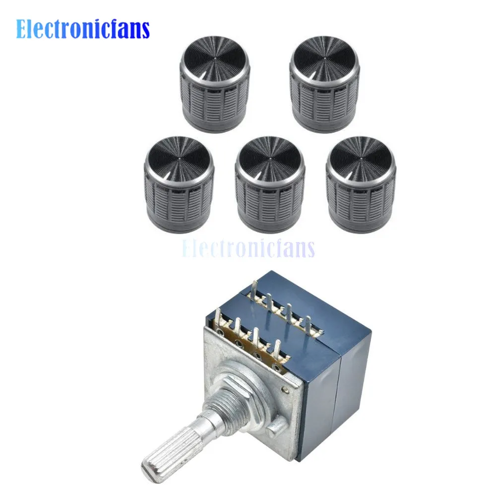 Rotary Potentiometer 50K 100K LOG ALPS RH2702 Audio Volume Control Pot Stereo W Loudness L with Potentiometer Knob Dia. 6mm Shaf