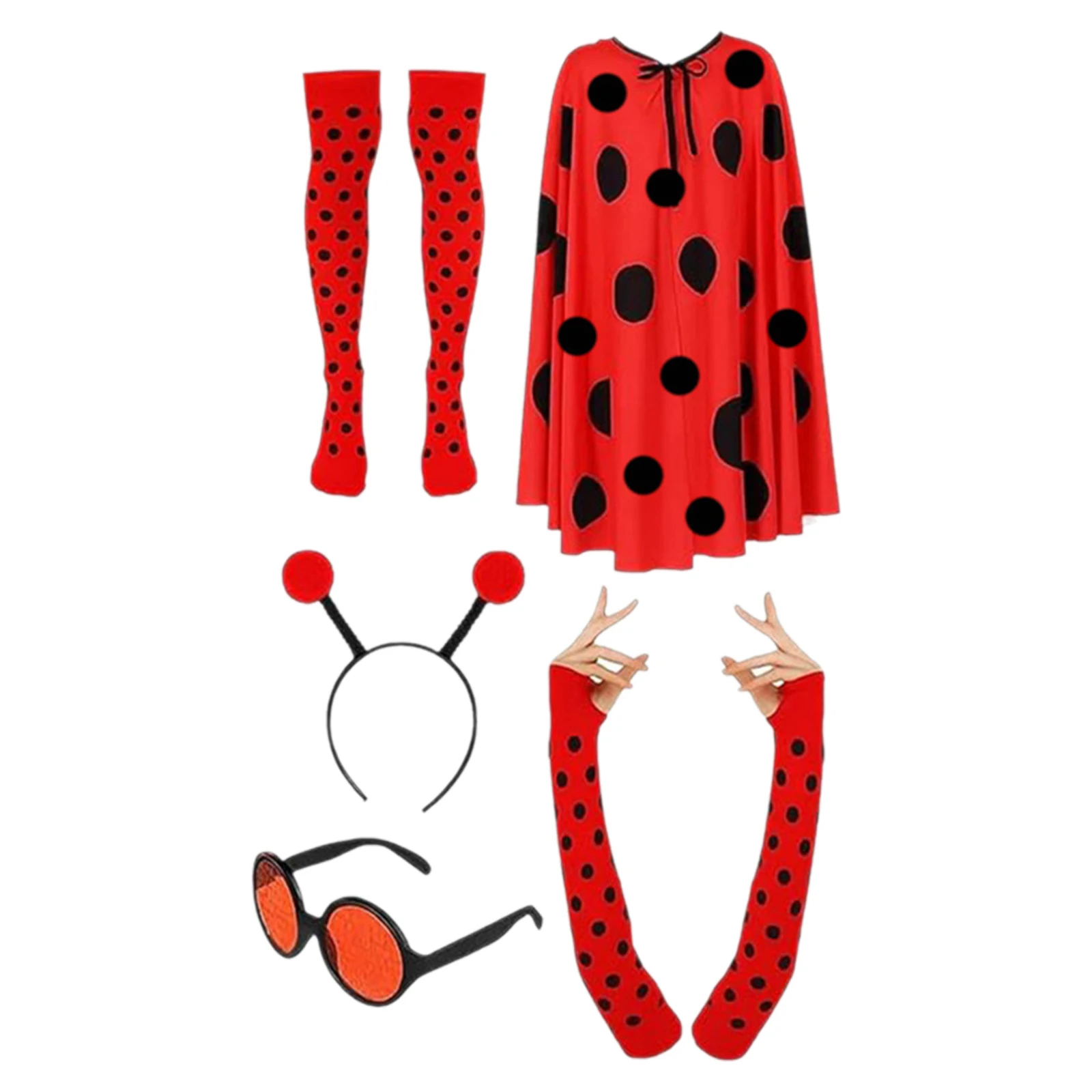 Faux Beetle Style Costume Set Adjustable Cloak Headband with Sunglasses Gloves And Stockings for Halloween Cosplay Party 5