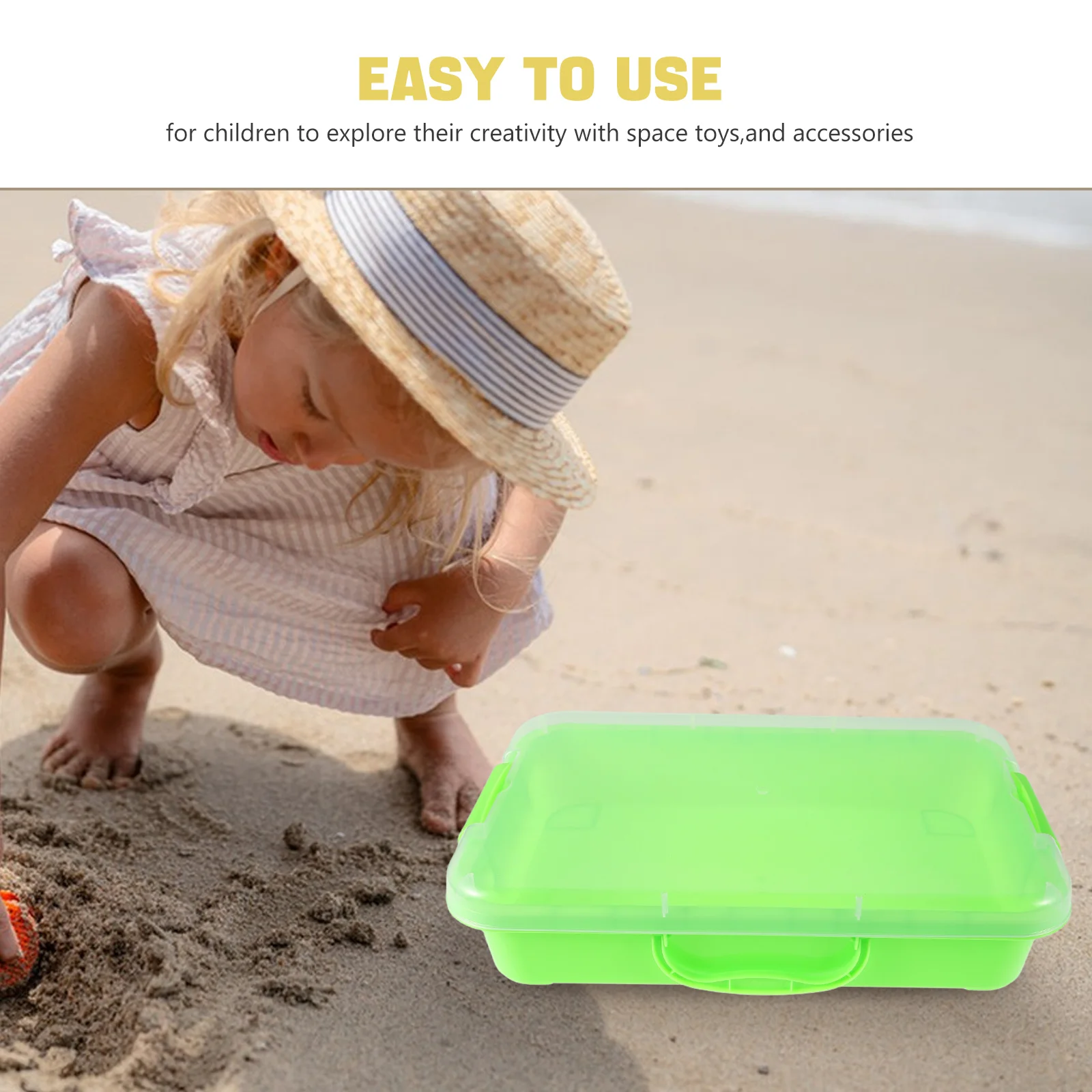 صندوق رمل بلاستيكي ذو طابع مساحة مع حل تخزين متكامل، ملحقات متنوعة للأطفال، اللعب الإبداعي للاستخدام الداخلي والخارجي